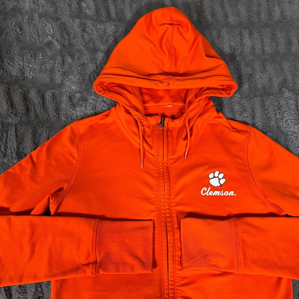 Under Armour Clemson Tigers Orange Paw Print Full Zip Hoodie Women's Size Medium